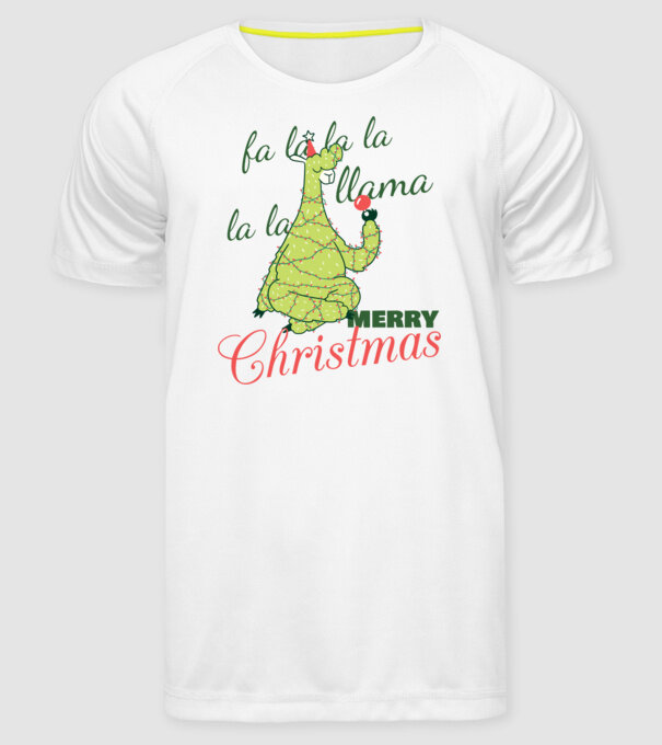 Llama Christmas minta fehér pólón