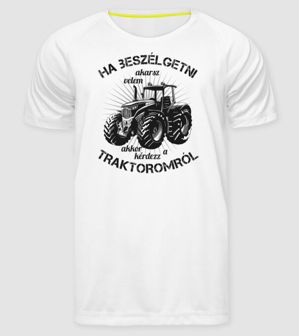 Traktoros minta fehér pólón
