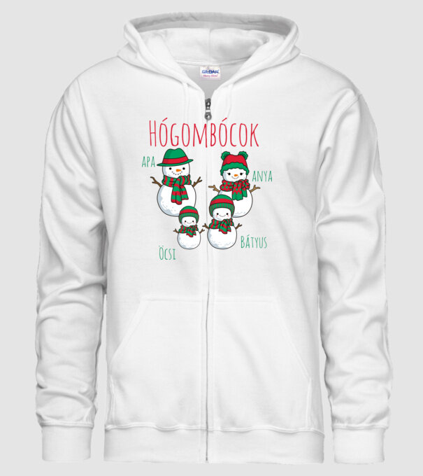 Hógombócok - apa, anya, öcsi, bátyus minta fehér pólón