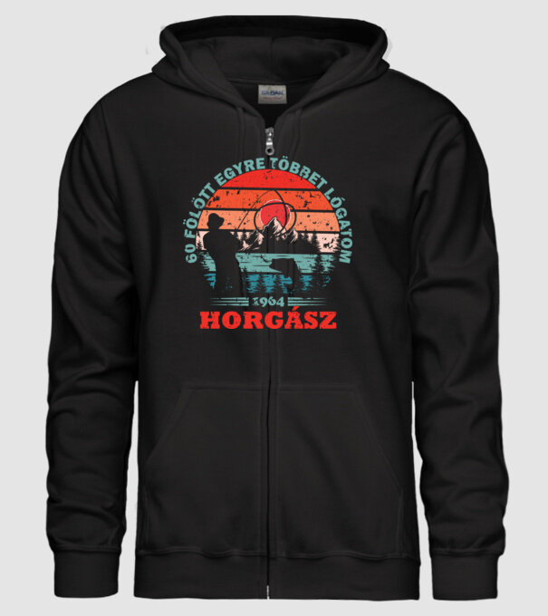60 éves horgásznak minta fekete pólón