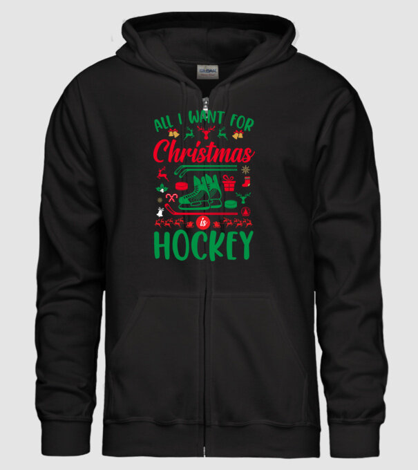 All I want for Christmas is hockey minta fekete pólón
