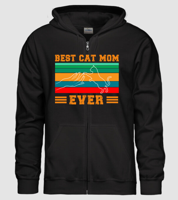 Best cat mom ever minta fekete pólón