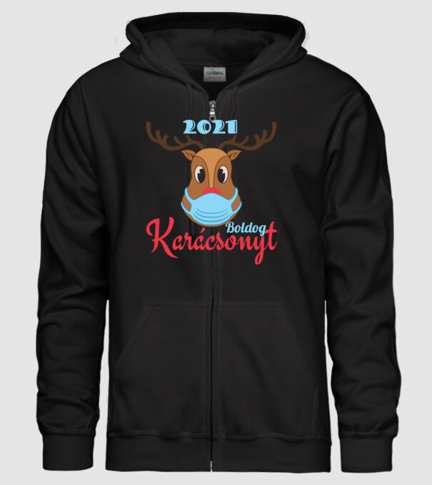 Boldog Karácsonyt 2021 minta fekete pólón