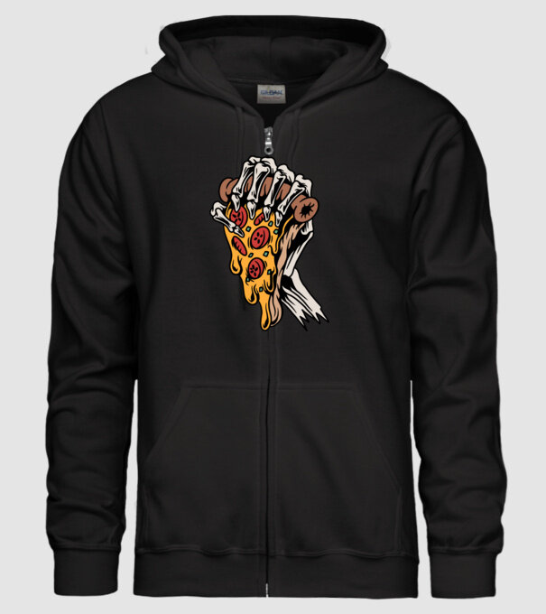 Halott pizza minta fekete pólón