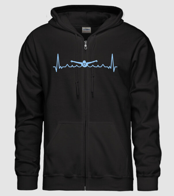 Heartbeat with swimmer (színezhető) minta fekete pólón