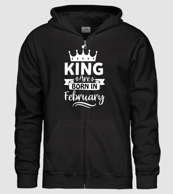 King Are Born In February minta fekete pólón