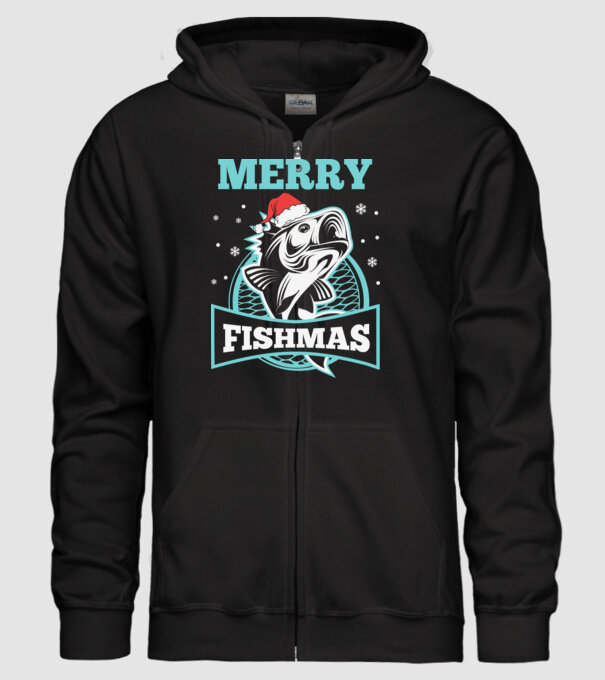 Merry fishmas minta fekete pólón