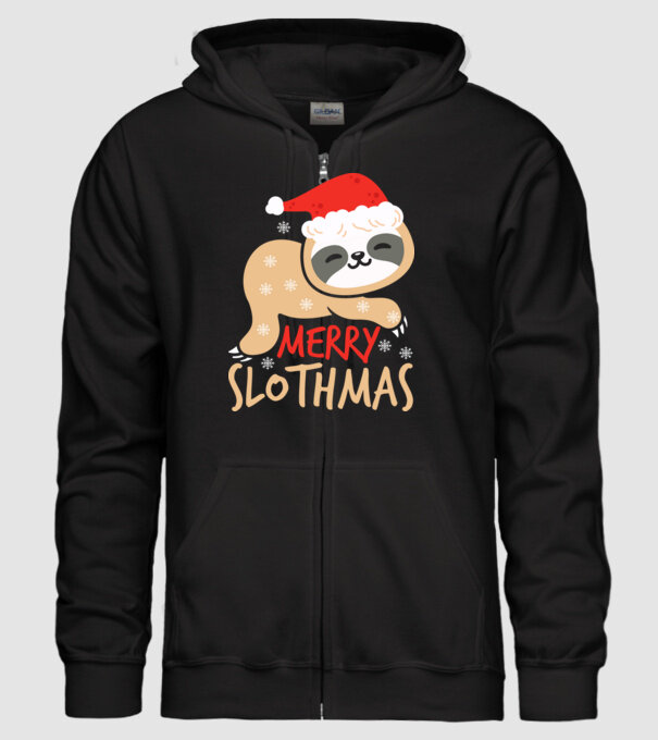 Merry slothmas minta fekete pólón