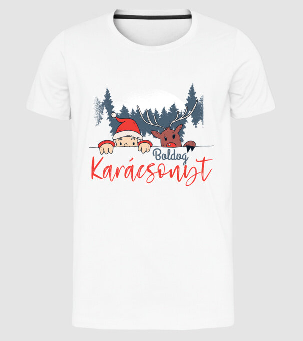 Boldog Karácsonyt minta fehér pólón