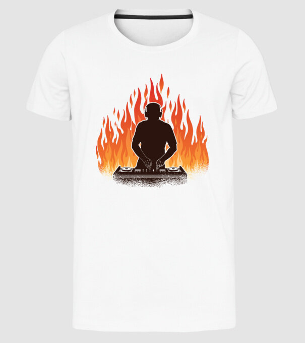 DJ Flames minta fehér pólón