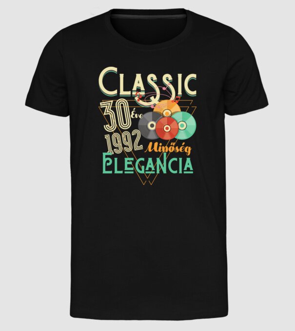 Classic 30 éve minta fekete pólón