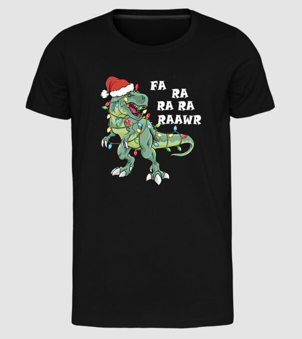 Mikulás sapkás dínó minta fekete pólón