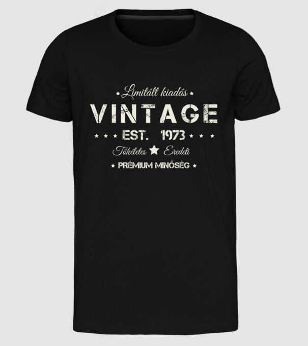 Vintage 1973 minta fekete pólón