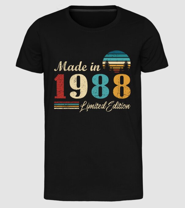 Vintage birthday 1988 minta fekete pólón