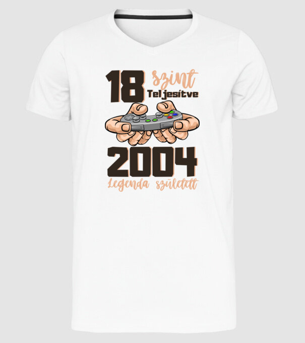 18. szint teljesítve minta fehér pólón