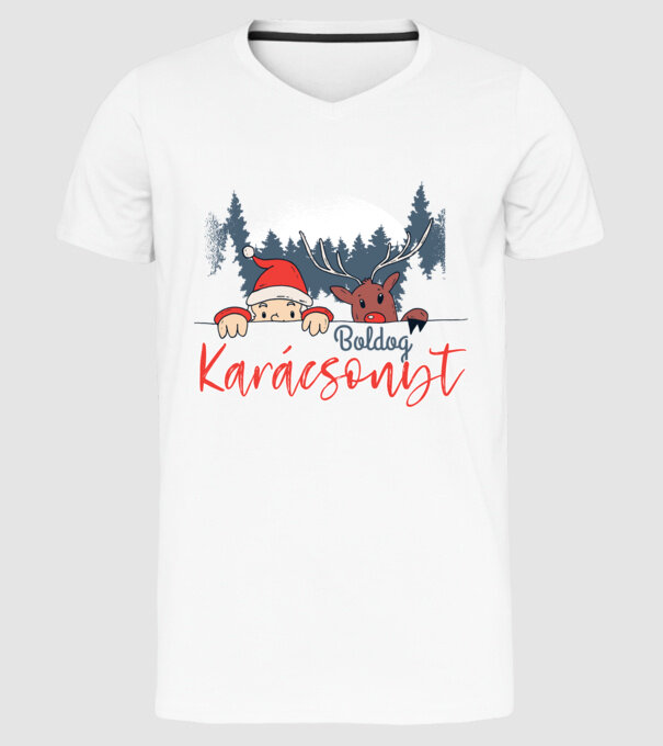 Boldog Karácsonyt minta fehér pólón