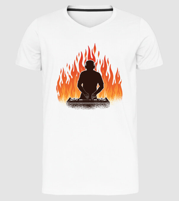 DJ Flames minta fehér pólón