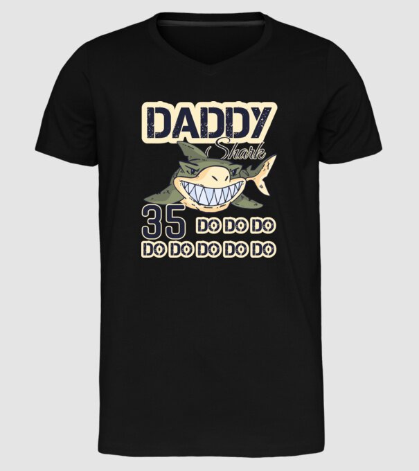 Daddy shark 35 minta fekete pólón