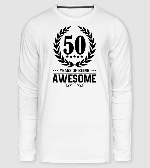 50 years awesome minta fehér pólón