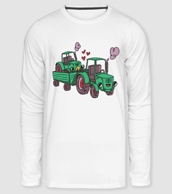 Cuki traktor minta fehér pólón
