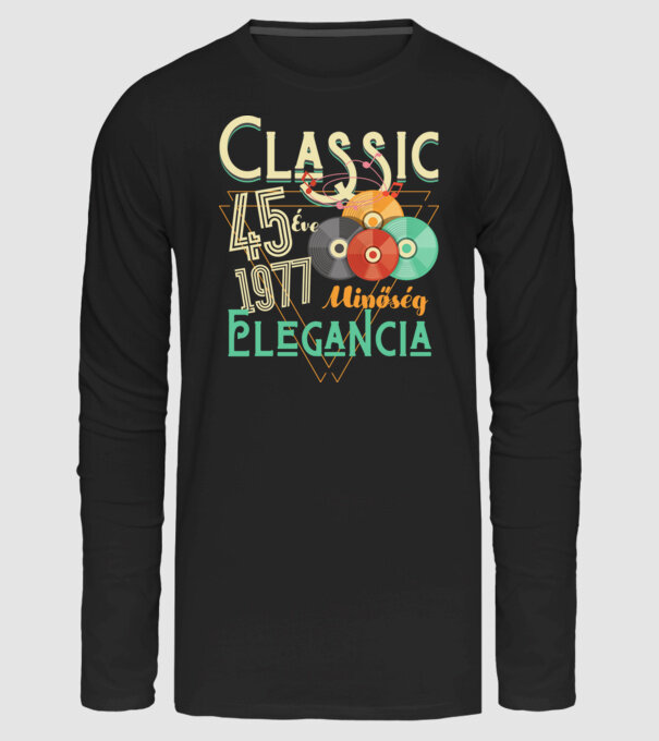 Classic 45 éve minta fekete pólón
