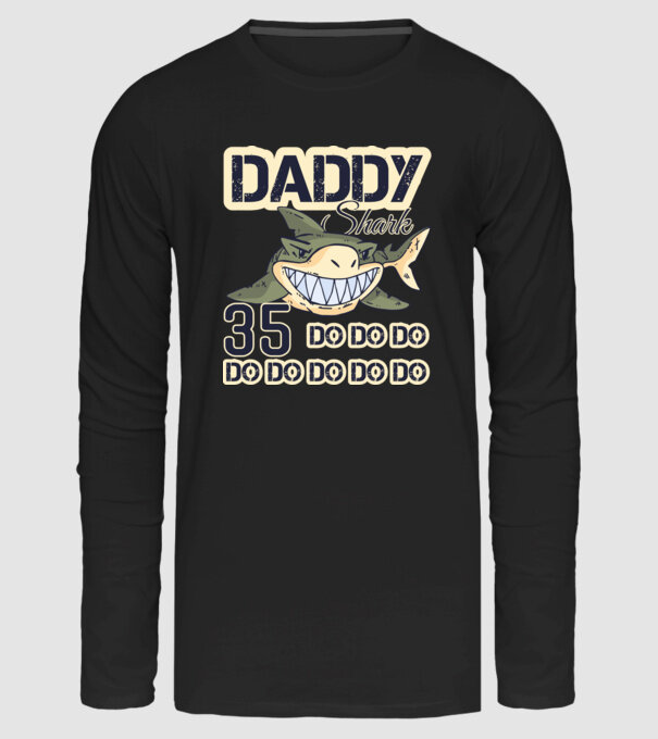 Daddy shark 35 minta fekete pólón