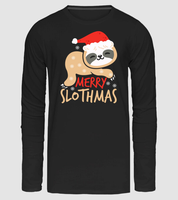 Merry slothmas minta fekete pólón