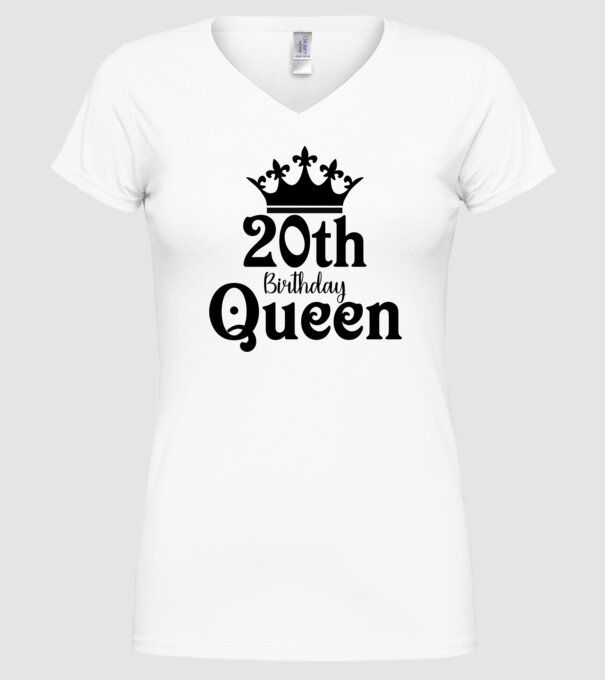 20th Birthday Queen minta fehér pólón