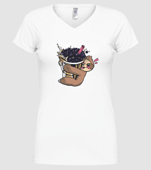 Sloth Bubble Tea minta fehér pólón