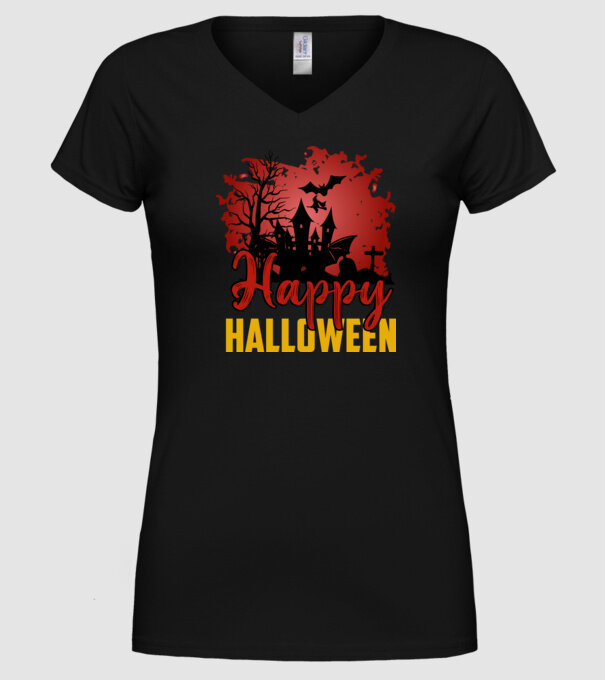 Happy Halloween minta fekete pólón
