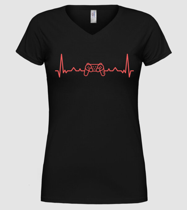 Heartbeat with gamepad minta fekete pólón