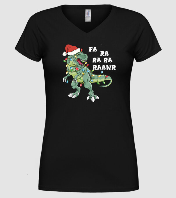 Mikulás sapkás dínó minta fekete pólón