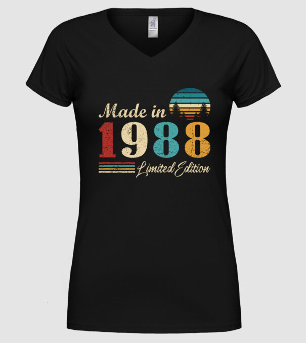 Vintage birthday 1988 minta fekete pólón