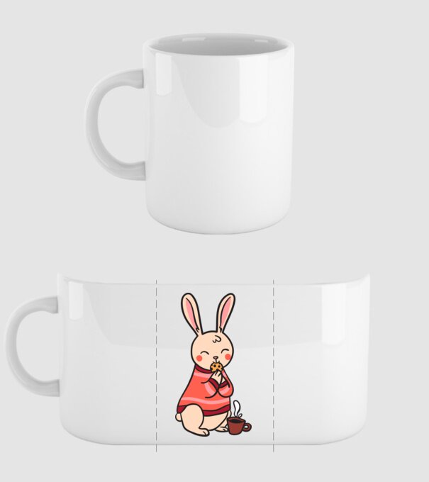 Cartoon flat rabbit minta fehér pólón