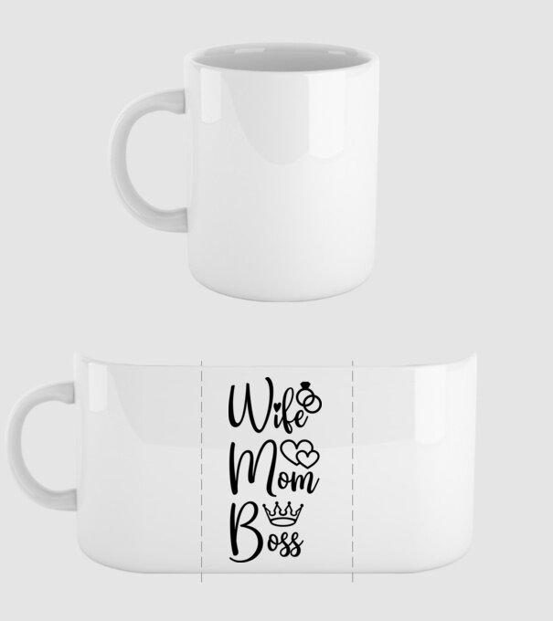 Wife Mom Boss minta fehér pólón
