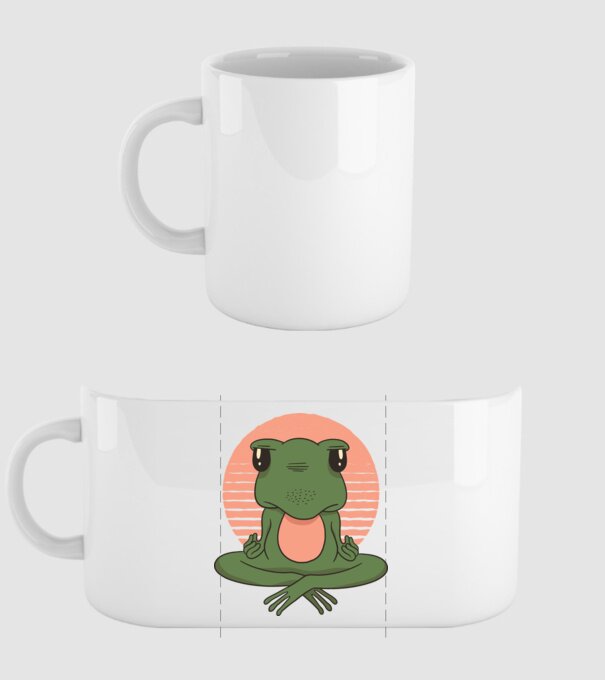 Yoga Frog minta fehér pólón