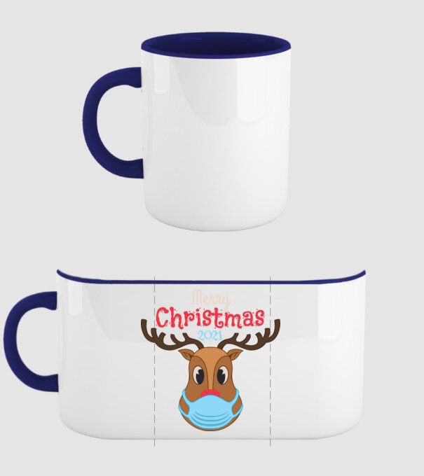 Merry Christmas 2021 minta sötétkék pólón