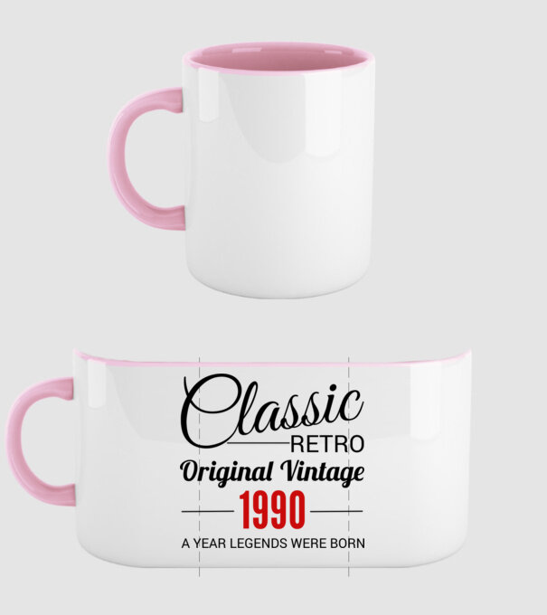 Classic 1990 minta világos rózsaszín pólón