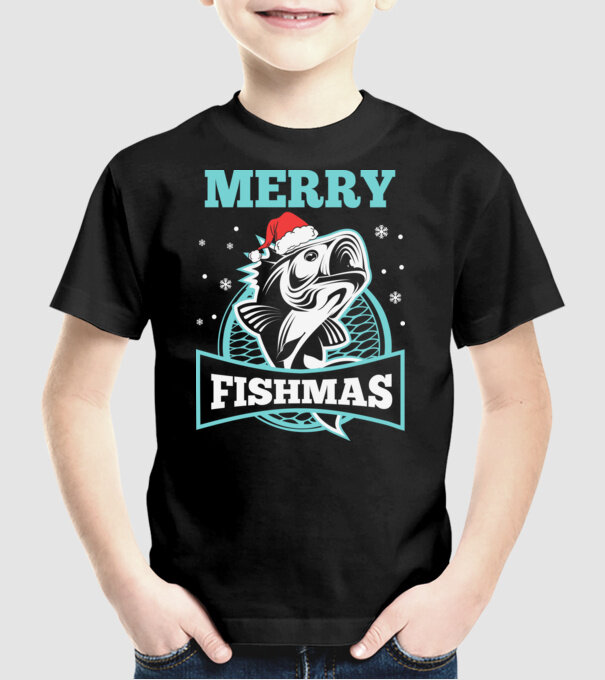 Merry fishmas minta fekete pólón