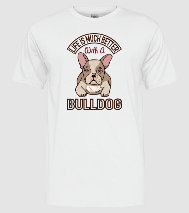 Bulldog minta fehér pólón