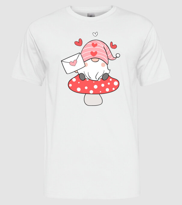 Gnomes Valentine minta fehér pólón