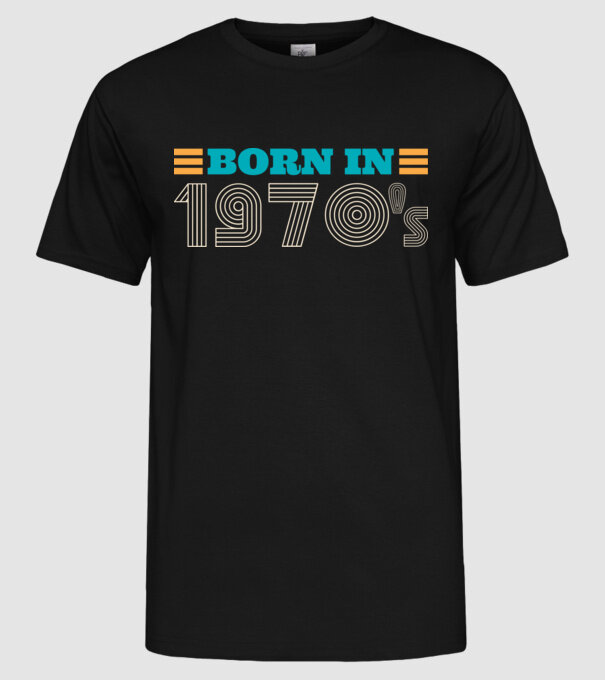 Born In 1970's minta fekete pólón