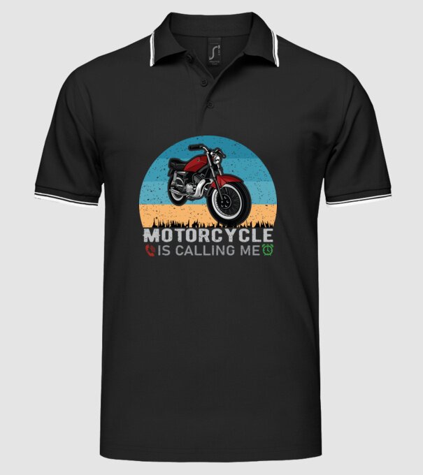 Hív a motorom minta fekete pólón