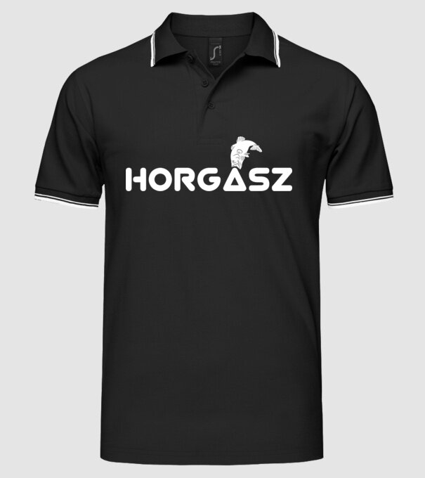 Horgász minta fekete pólón