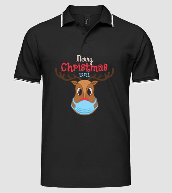 Merry Christmas 2021 minta fekete pólón