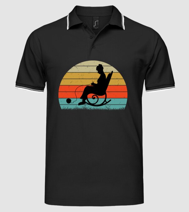 Retro nagymama  minta fekete pólón