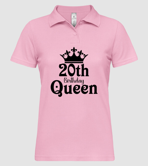20th Birthday Queen minta világos rózsaszín pólón