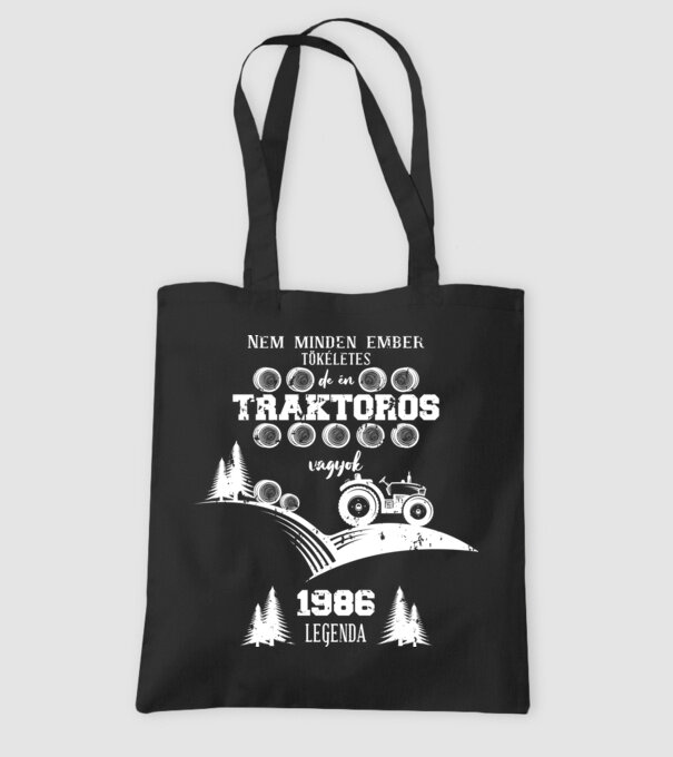 Nem minden ember tökéletes, de én traktoros vagyok 1986 minta fekete pólón