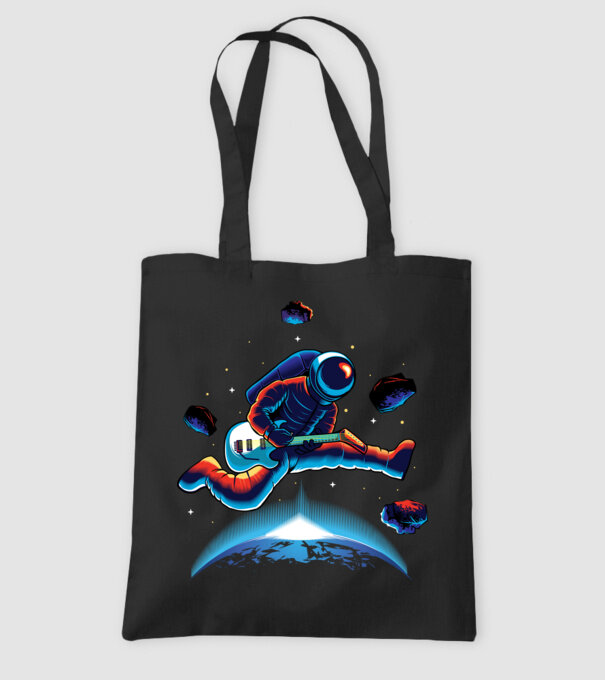 Astrogitár minta fekete pólón