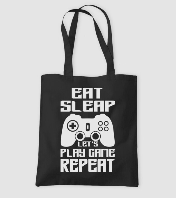 Eat sleep play game minta fekete pólón